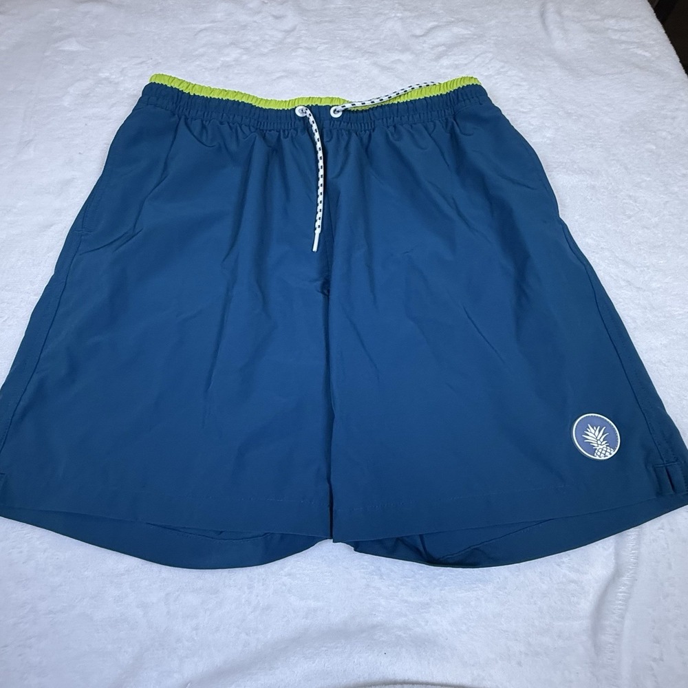Chubbies Mens Swim Trunks Large 7” Inseam Blue Teal Pineapple Board Shorts